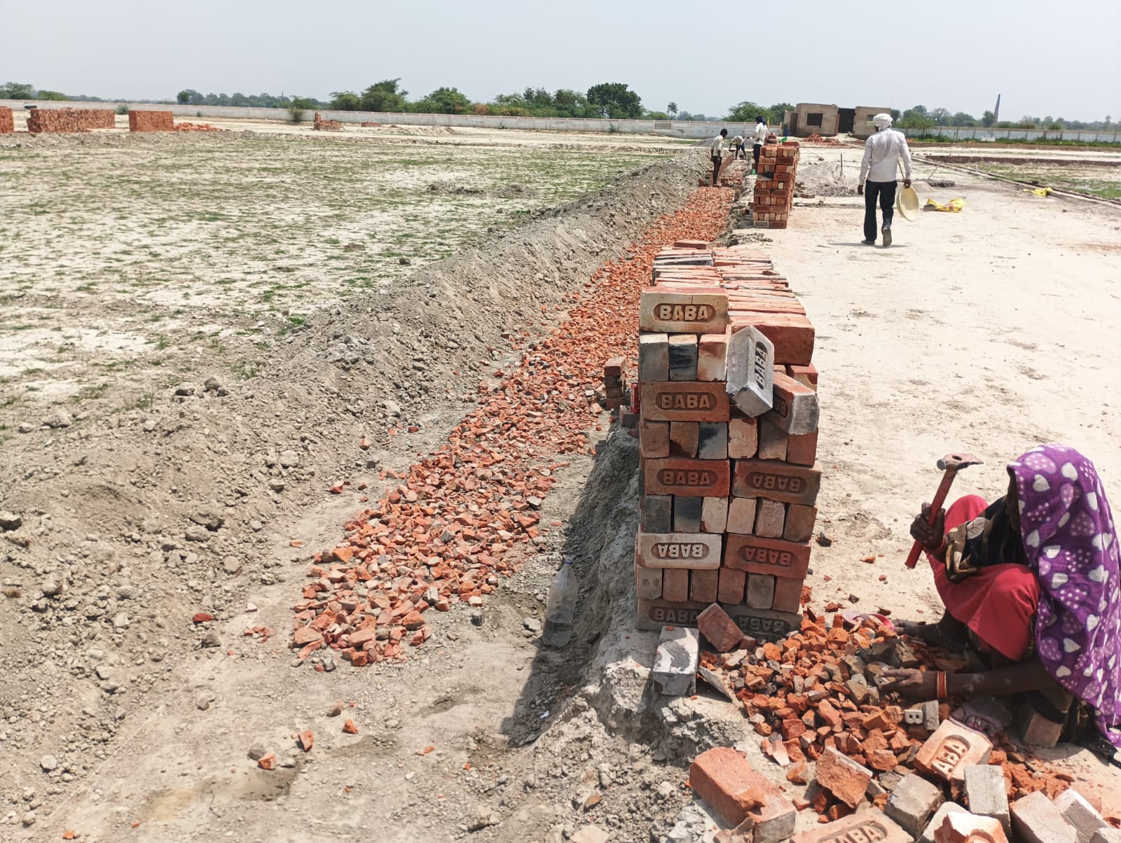 Block A trench and brick laying Vigyan Path Lucknow